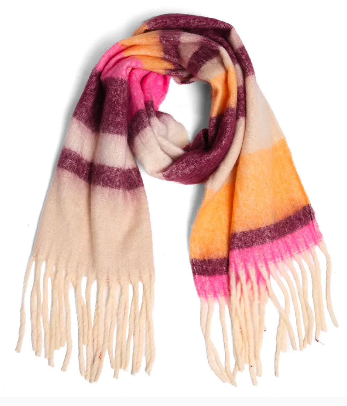 Rainbow Color Striped Chunky Scarf