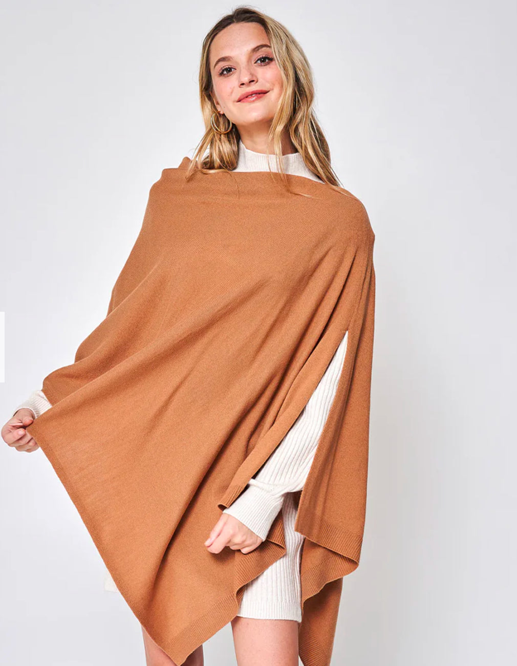 Solid Diamond Shape Scarf Poncho