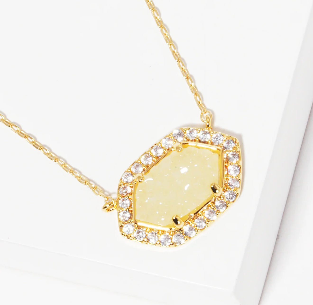 Cubic Zirconia Gold Dipped Stone Necklace