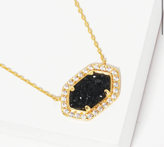 Cubic Zirconia Gold Dipped Stone Necklace