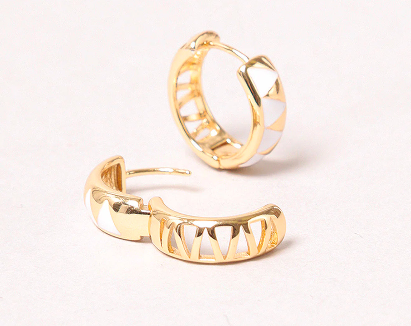 14K Gold Dipped Two-Tone Small Hoops