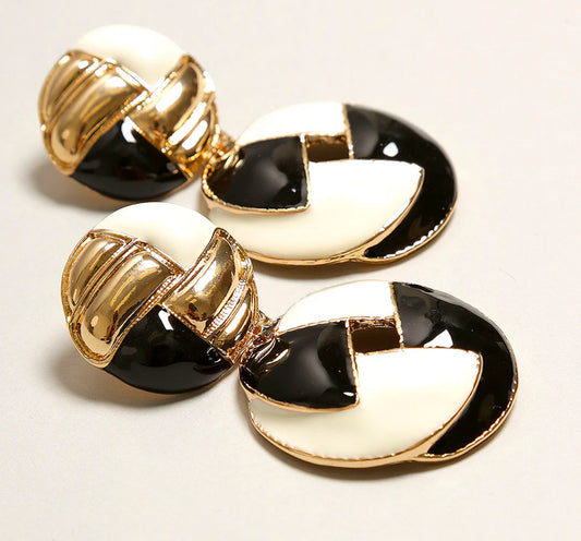 Black and White Statement Post Drop Earrings